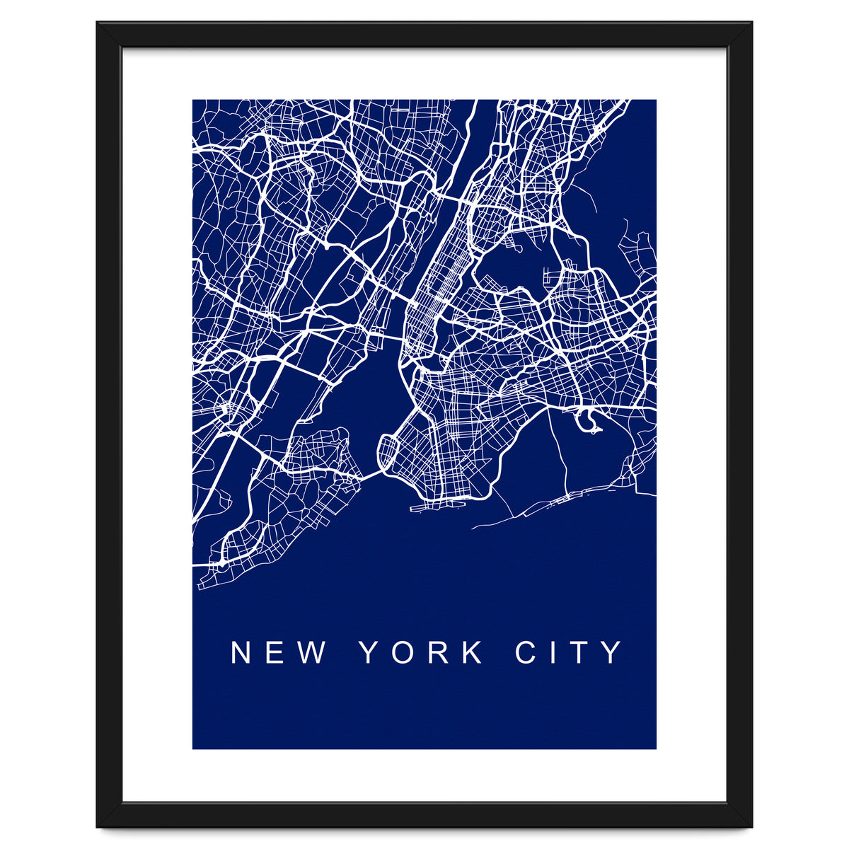 New York City Streets Blue Map