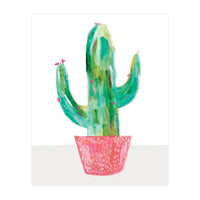 Painted Cactus In Coral Plant Pot (Print Only)