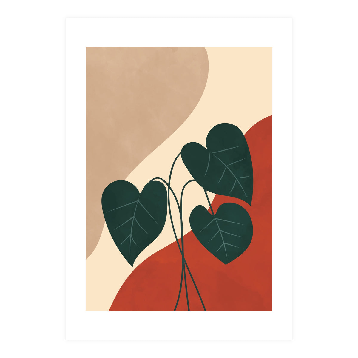 Mid century Botanical Anthurium Plant (Print Only)