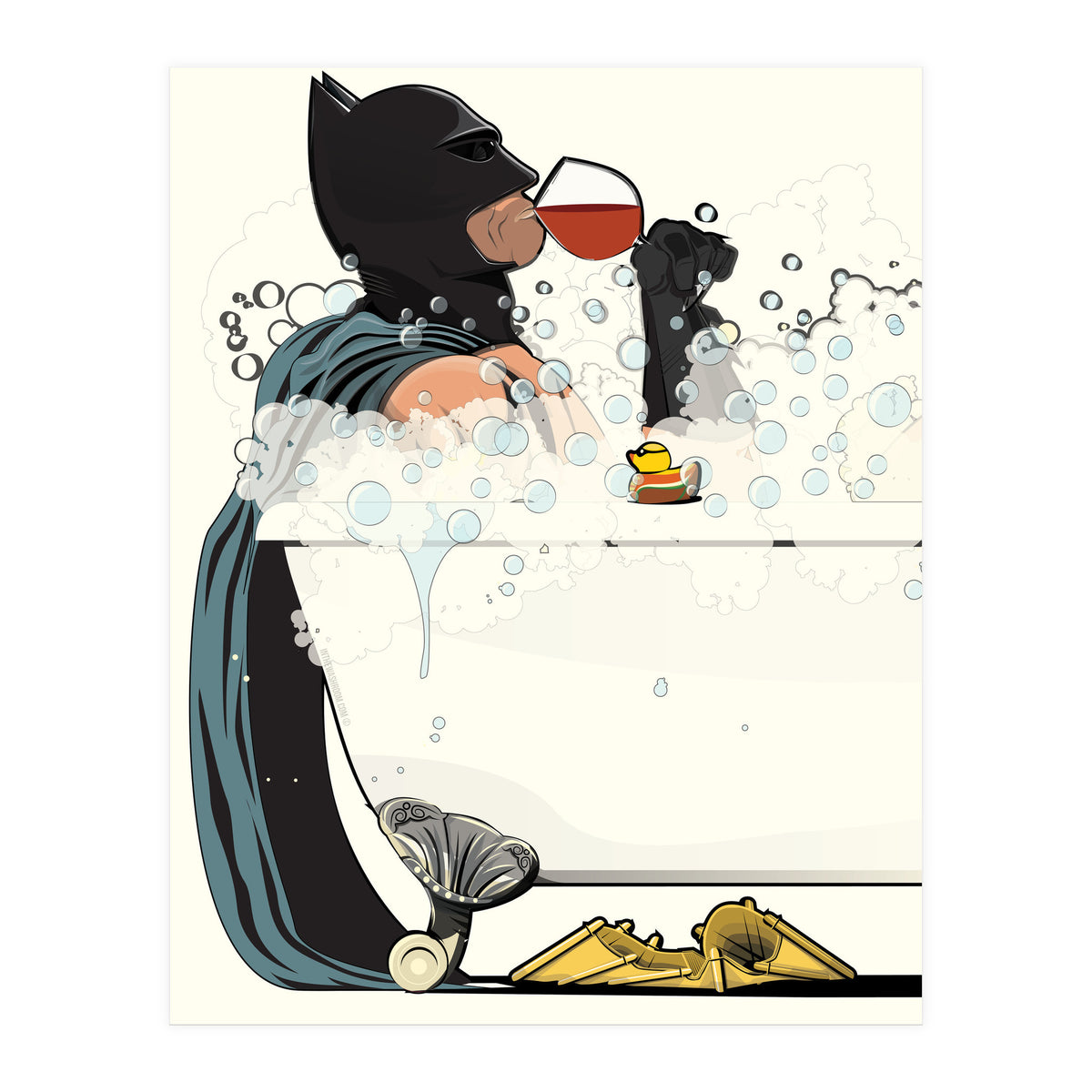 Batman in the Bath, funny Bathroom Humour (Print Only)