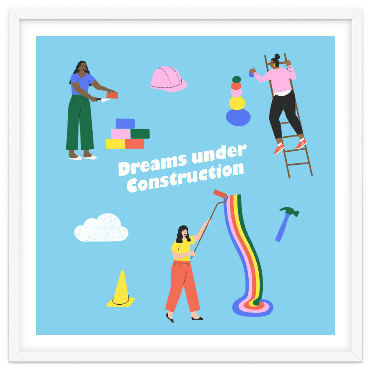 Dreams Under Construction Square Blue