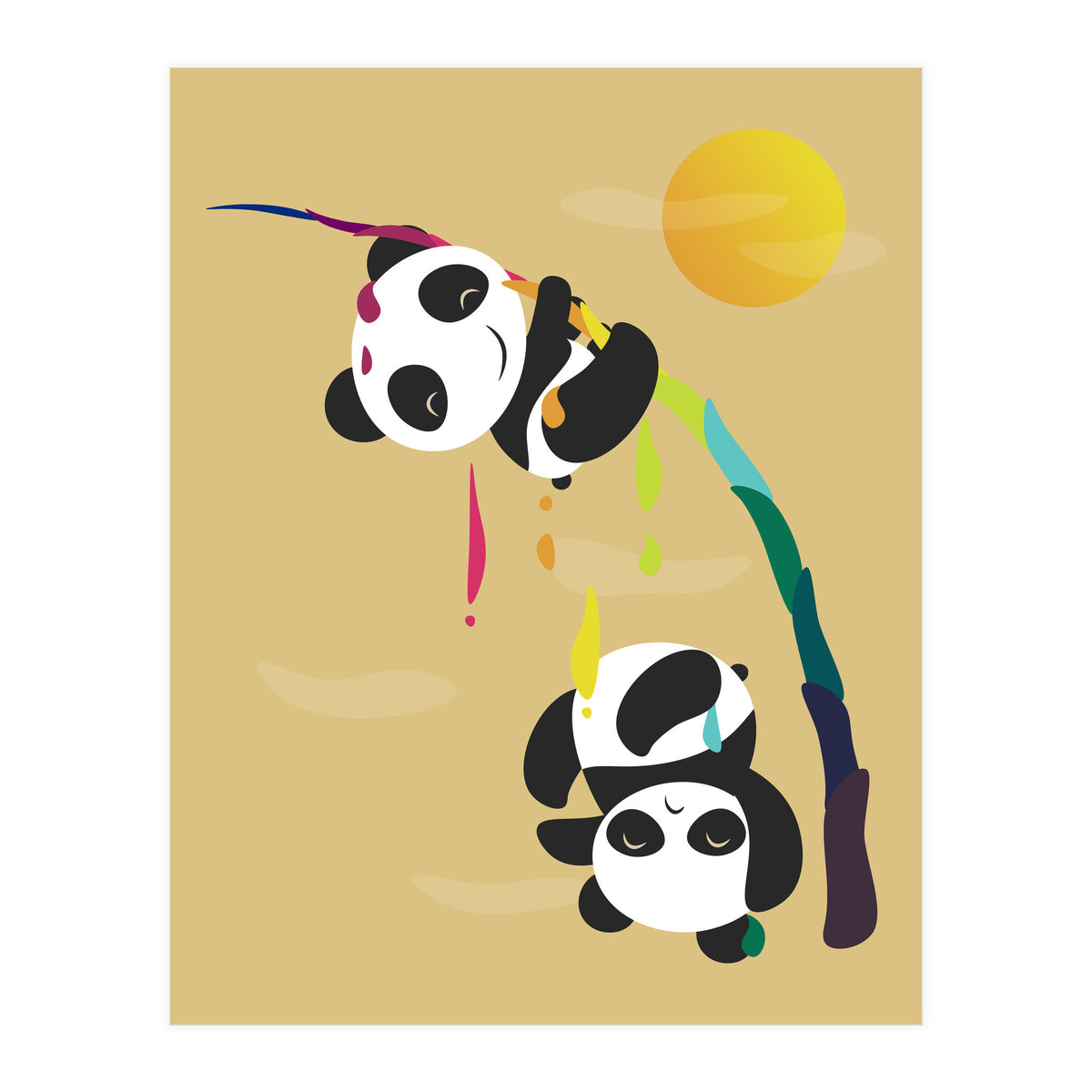 Pandas meet a strange rainbow (Print Only)