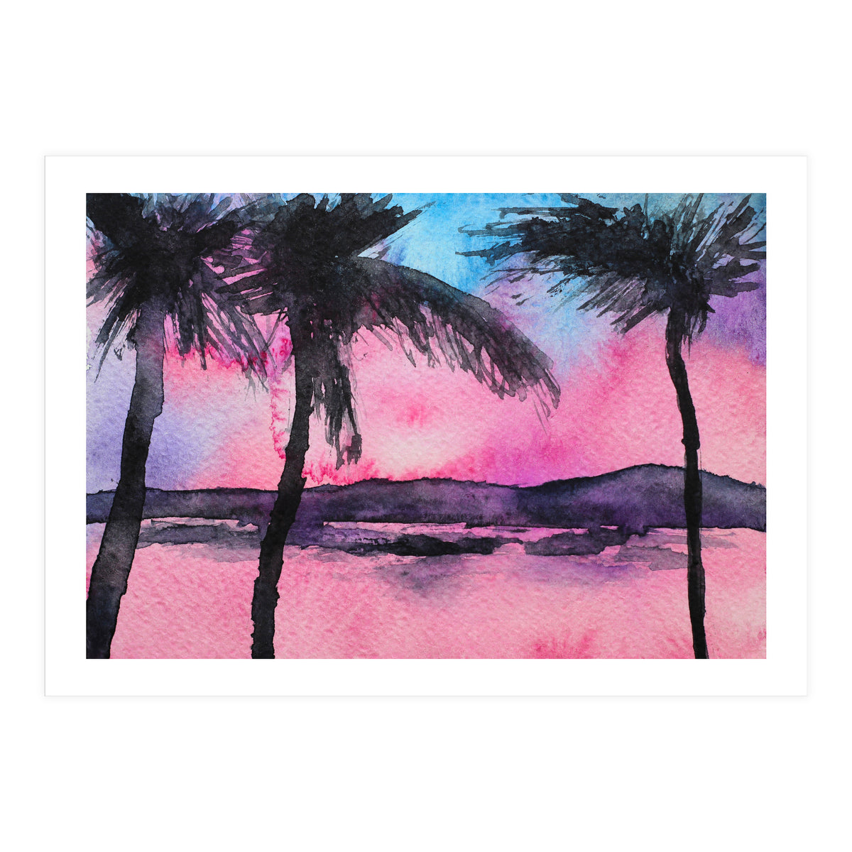 Tropical sunset || watercolor (Print Only)