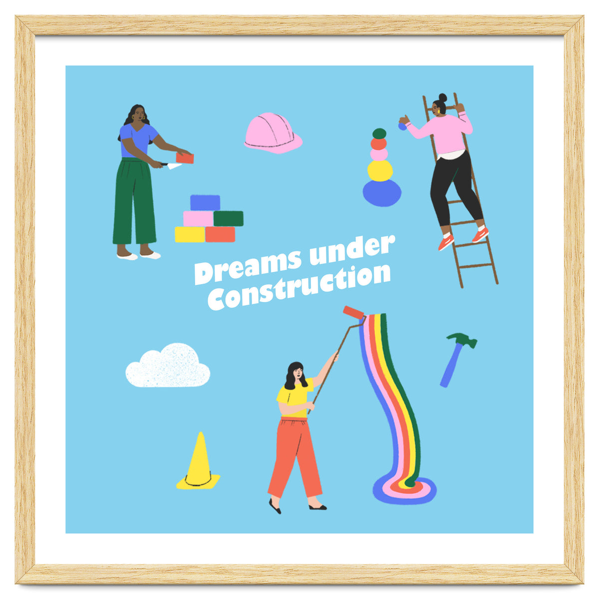 Dreams Under Construction Square Blue