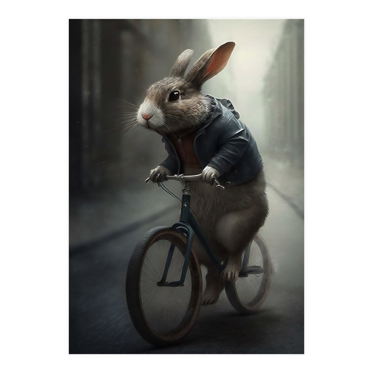 Rabbit Riding a Bicycle (Print Only)