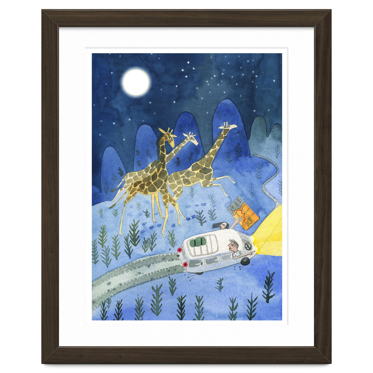 Giraffes In Moonlight