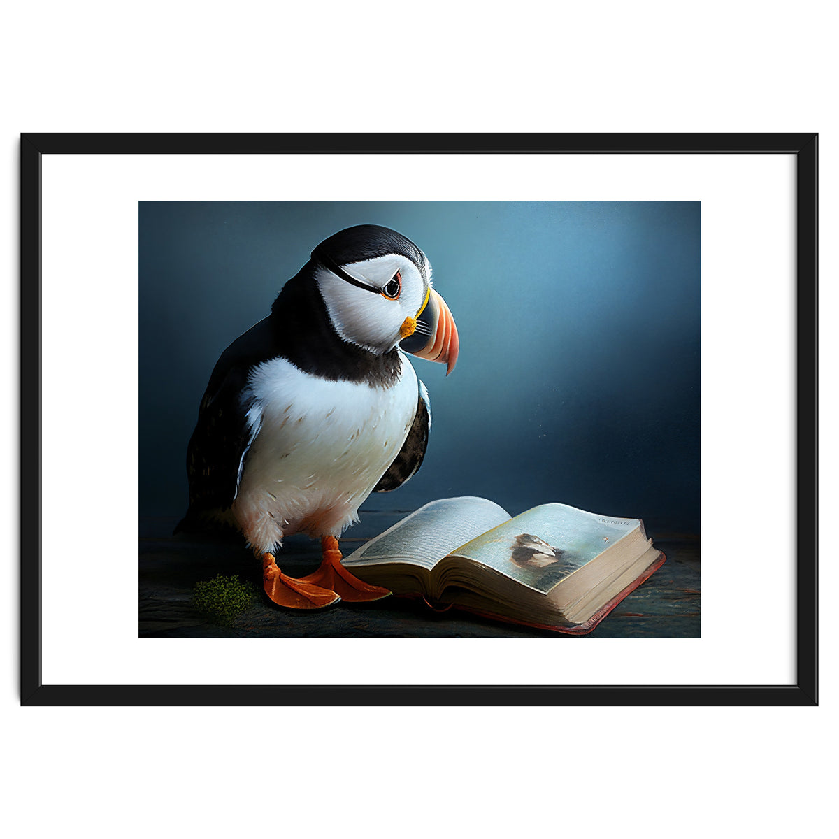 Puffin Reading a Book