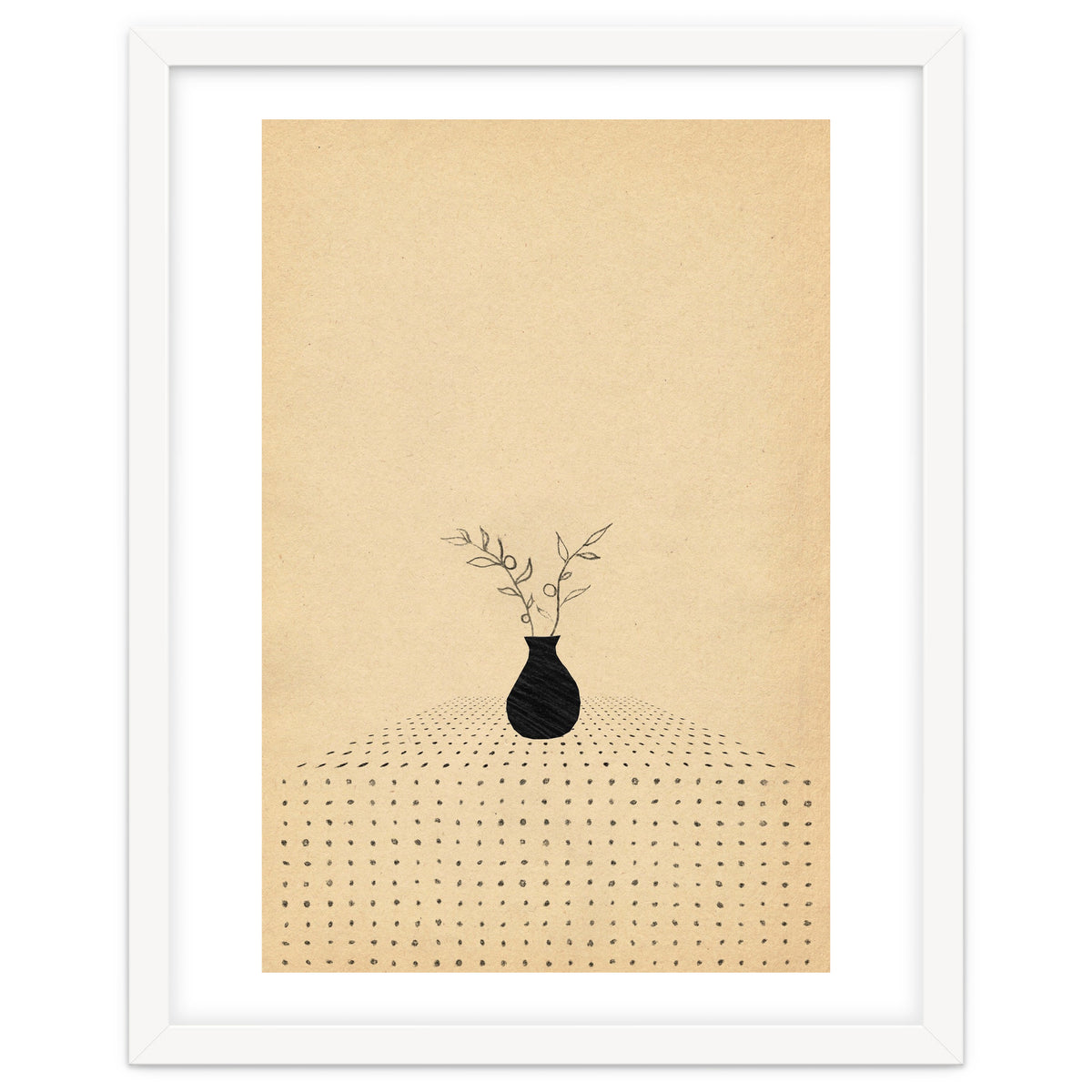 Abstract still life, vase and plants