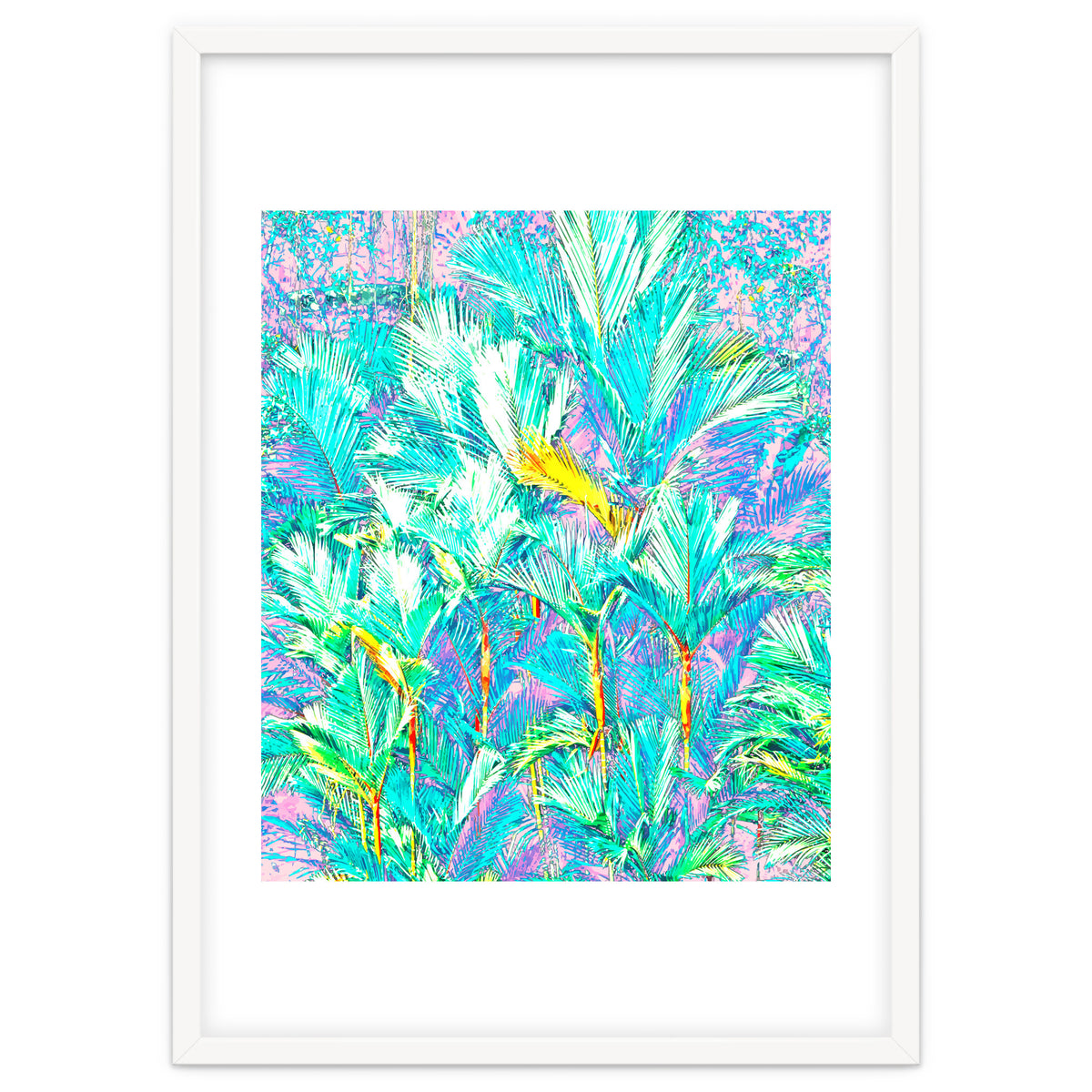 Palm Garden, Tropical Nature Jungle Botanical Painting, Bohemian Intricate Pastel Forest