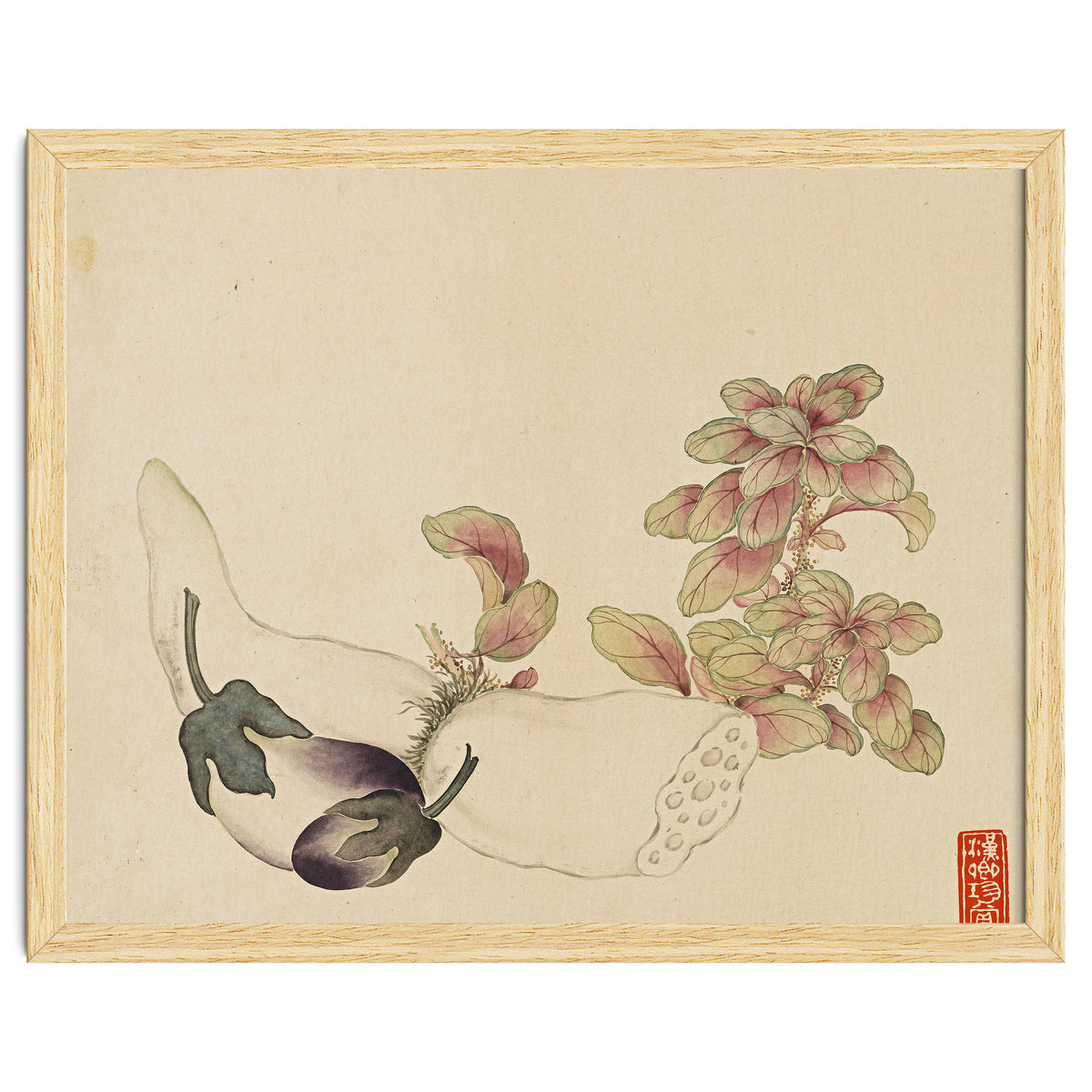 Wang Chengyu ~flowers, Vegetables, Fruits, Eggplant, Lotus Root