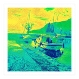 Boats on Green, blue and yellow (Print Only) thumbnail