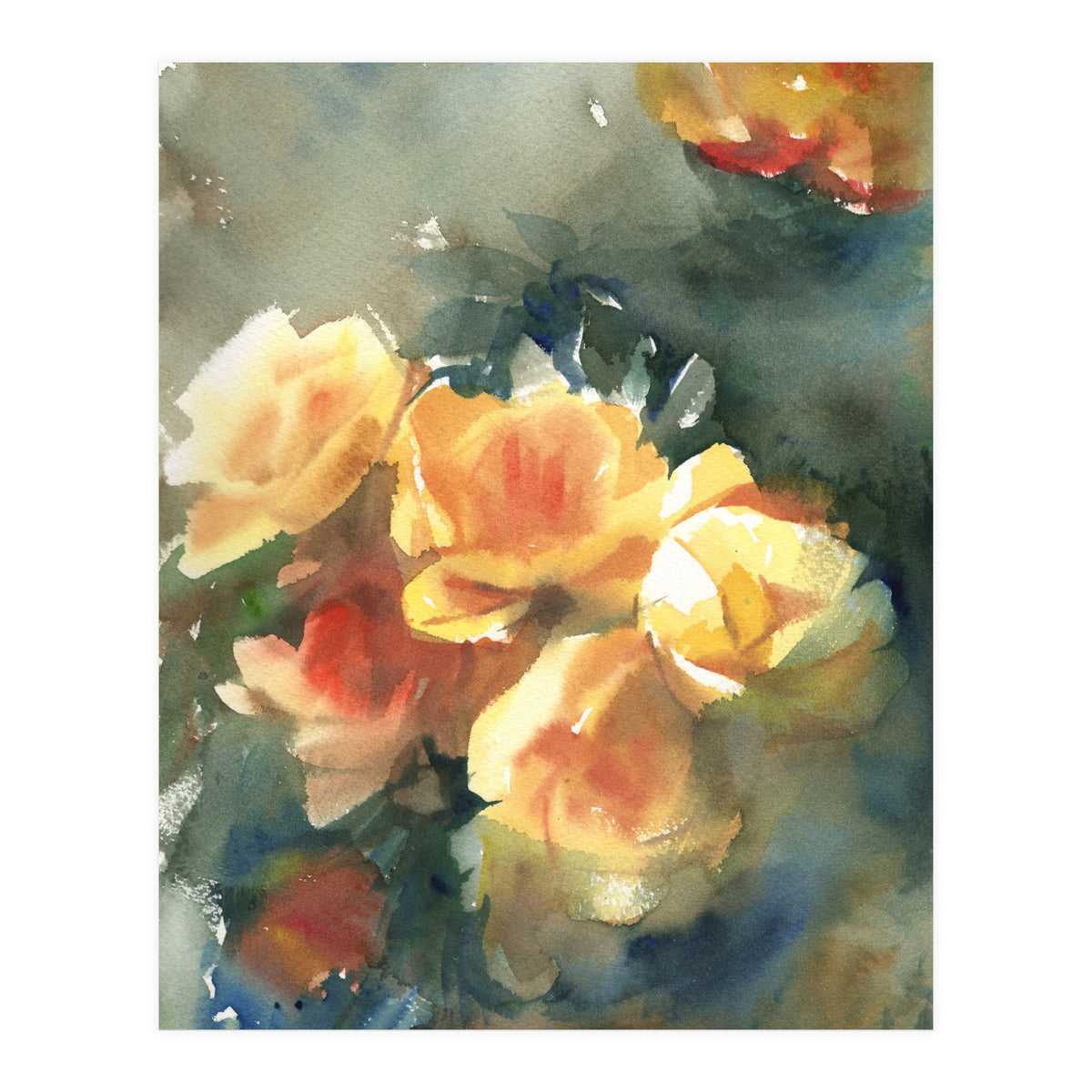Abstract watercolor flowers (Print Only)