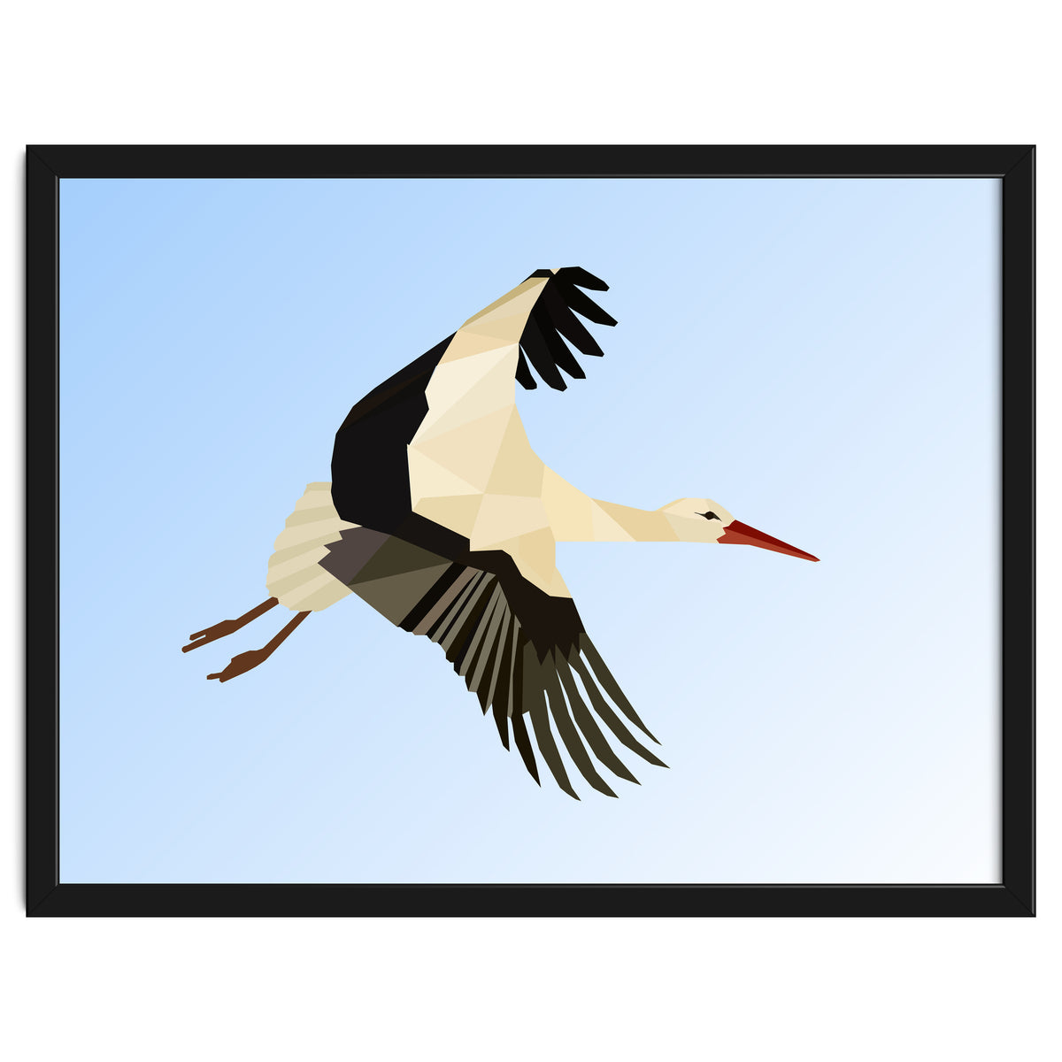 White Stork Bird Low Poly Art