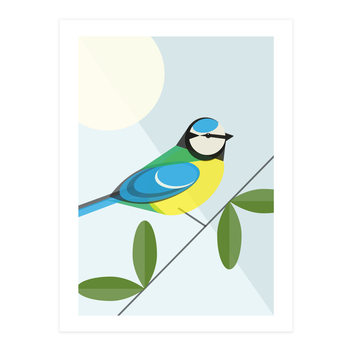 Mid Century Geometric Blue Tit (Print Only)