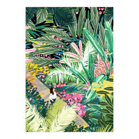 Bohemian Jungle, Tropical Botanical Nature Illustration, Forest Solo Travel Plants Painting (Print Only)
