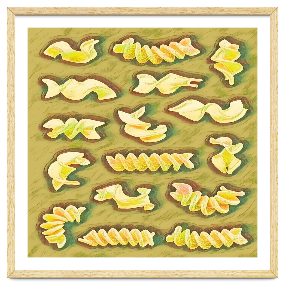 Pasta shapes fusilli and rotini