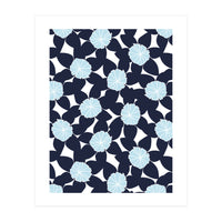 Pastel Blue Abstract Flower Pattern (Print Only)