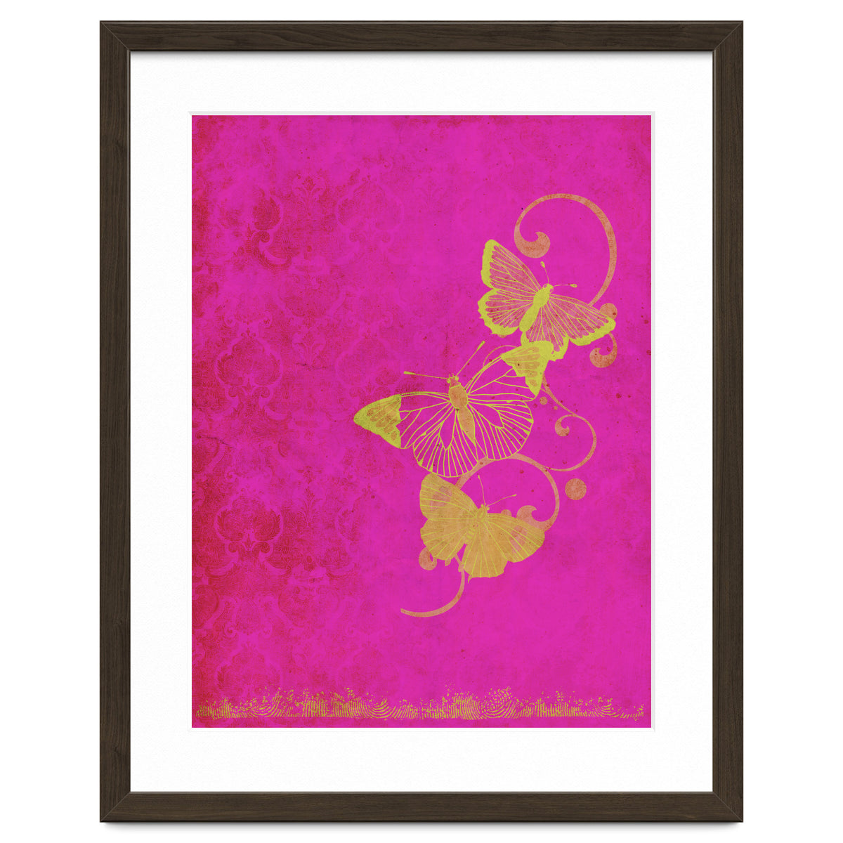 Yellow Butterflies on Pink