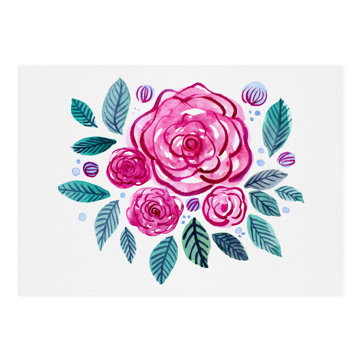 Watercolor rose bouquet (Print Only)
