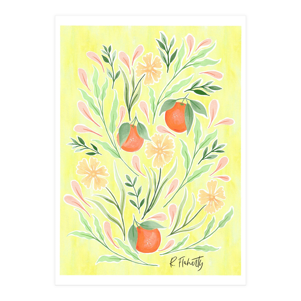 Wild Orange Floral | Yellow (Print Only)