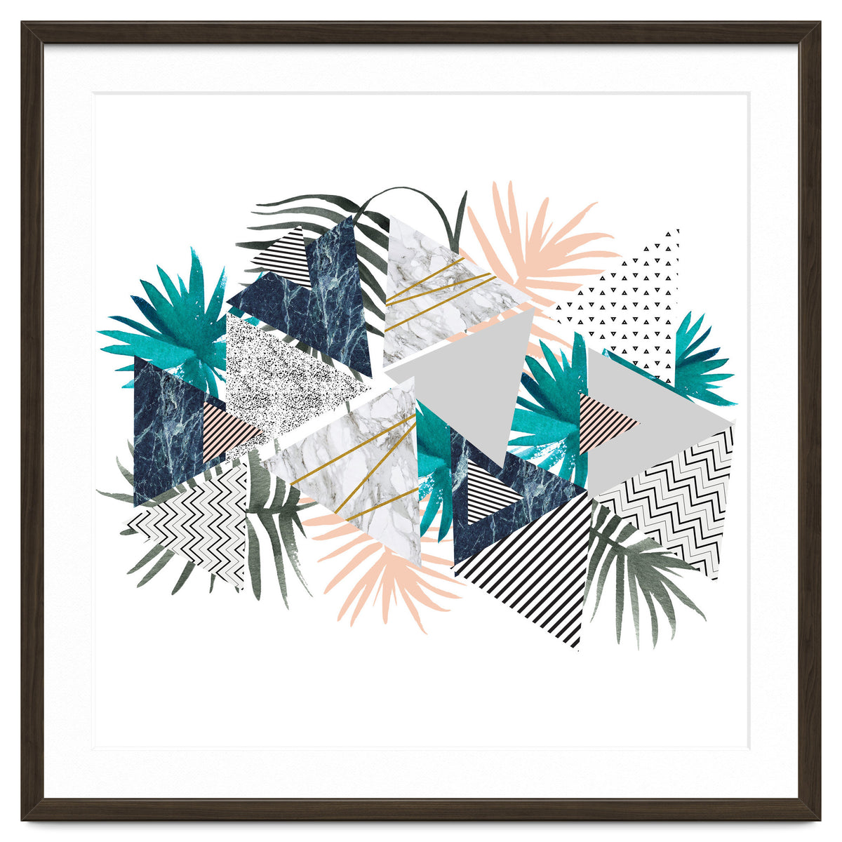 Abstract of geometric patterns with plants and marble I