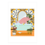 Piggie Bathing in Moroccan Style Bathroom (Print Only) thumbnail