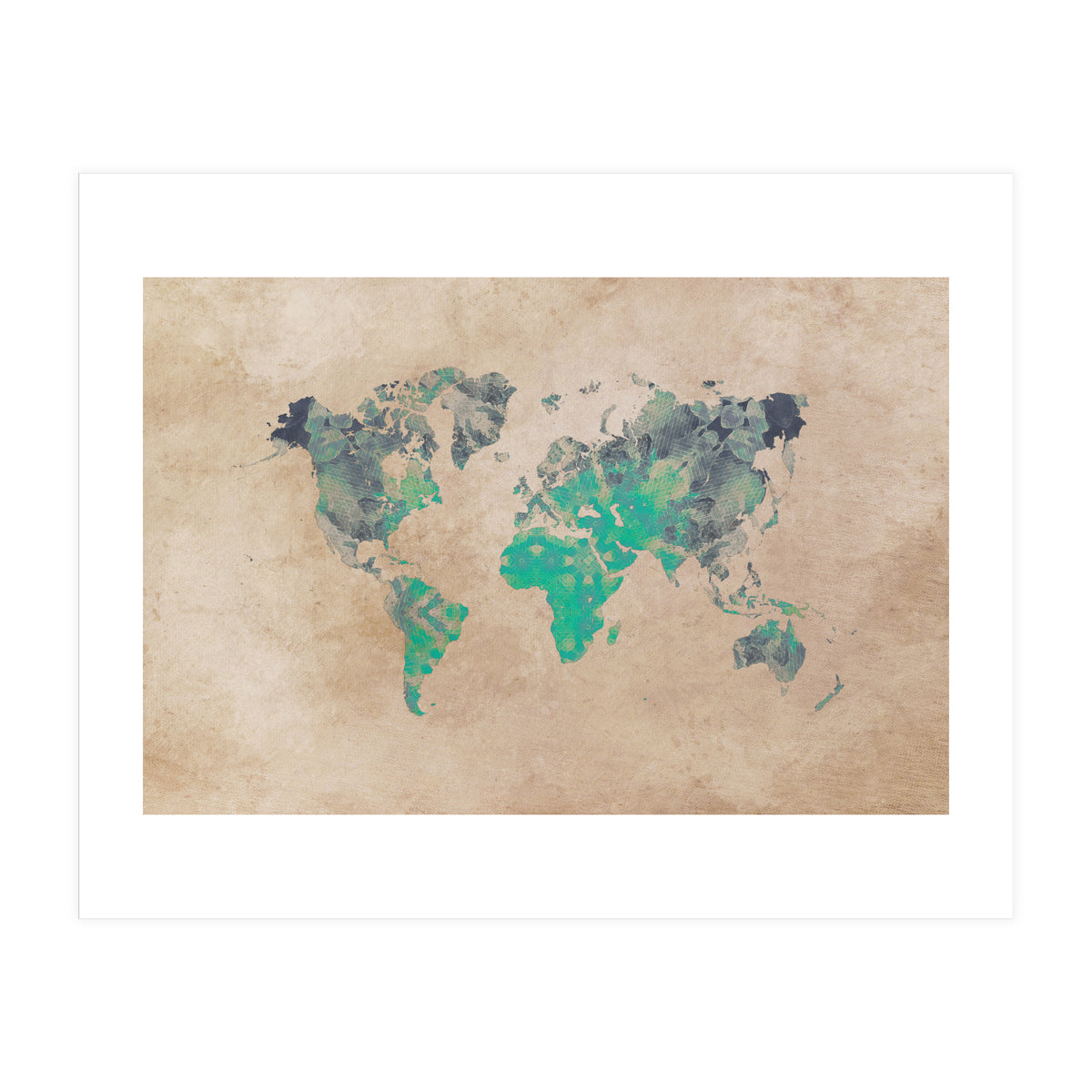 world map green (Print Only)