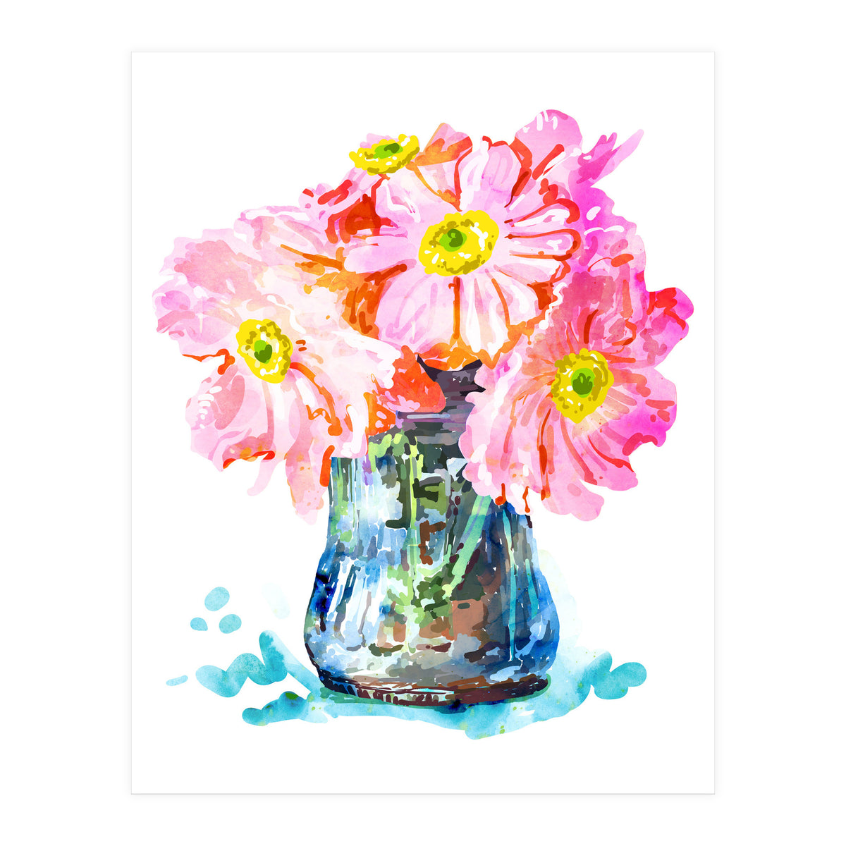 Watercolor Flower Pot (Print Only)