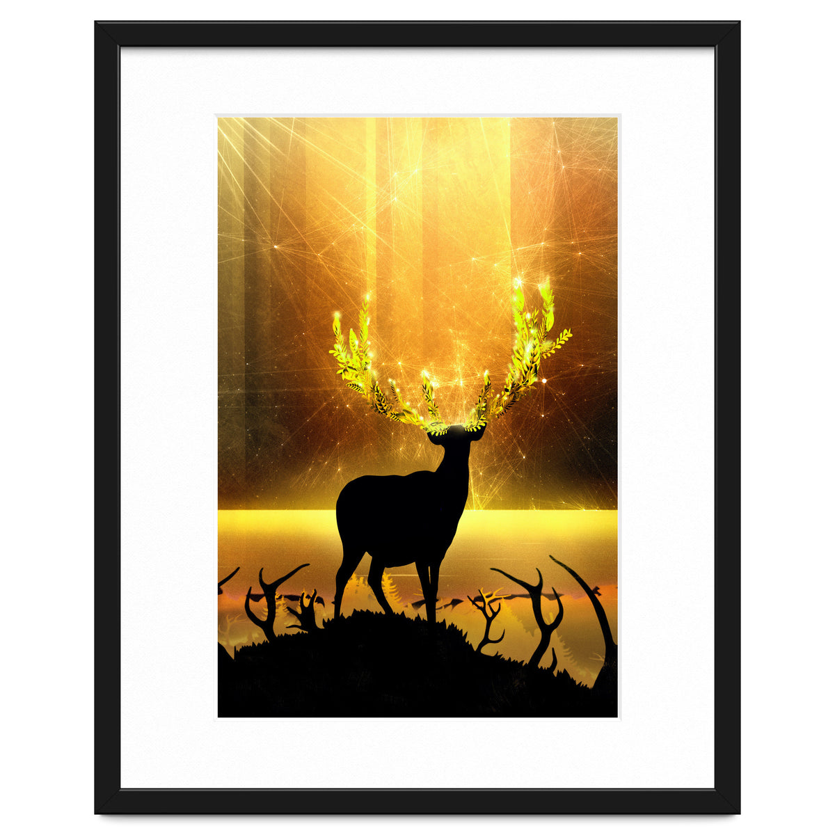 Greenery Deer Golden Sun