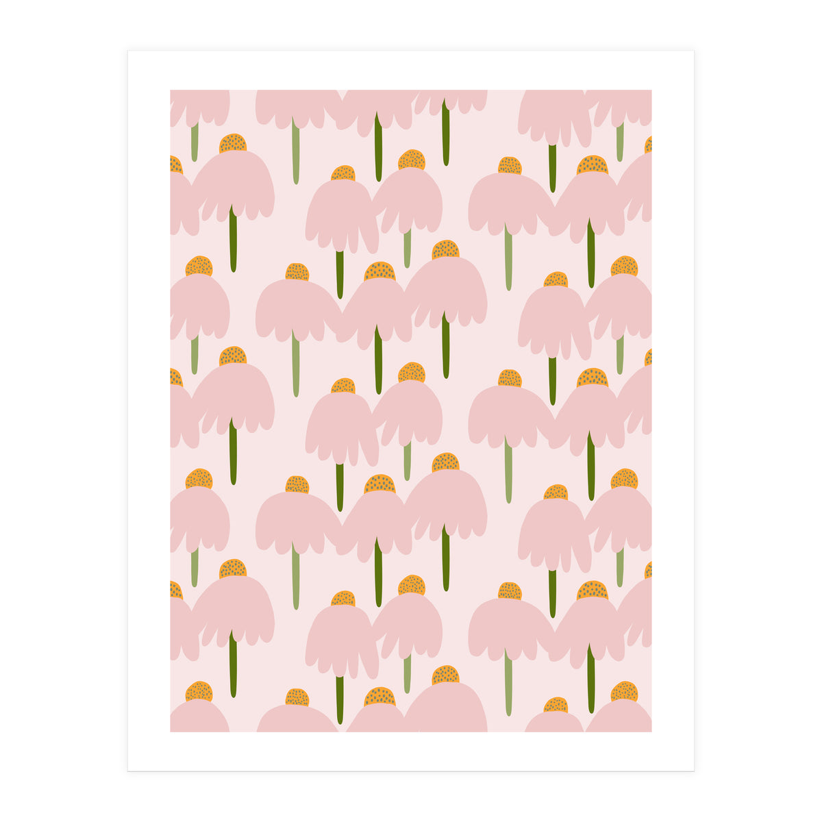 Pastel Pink Flower Pattern  (Print Only)