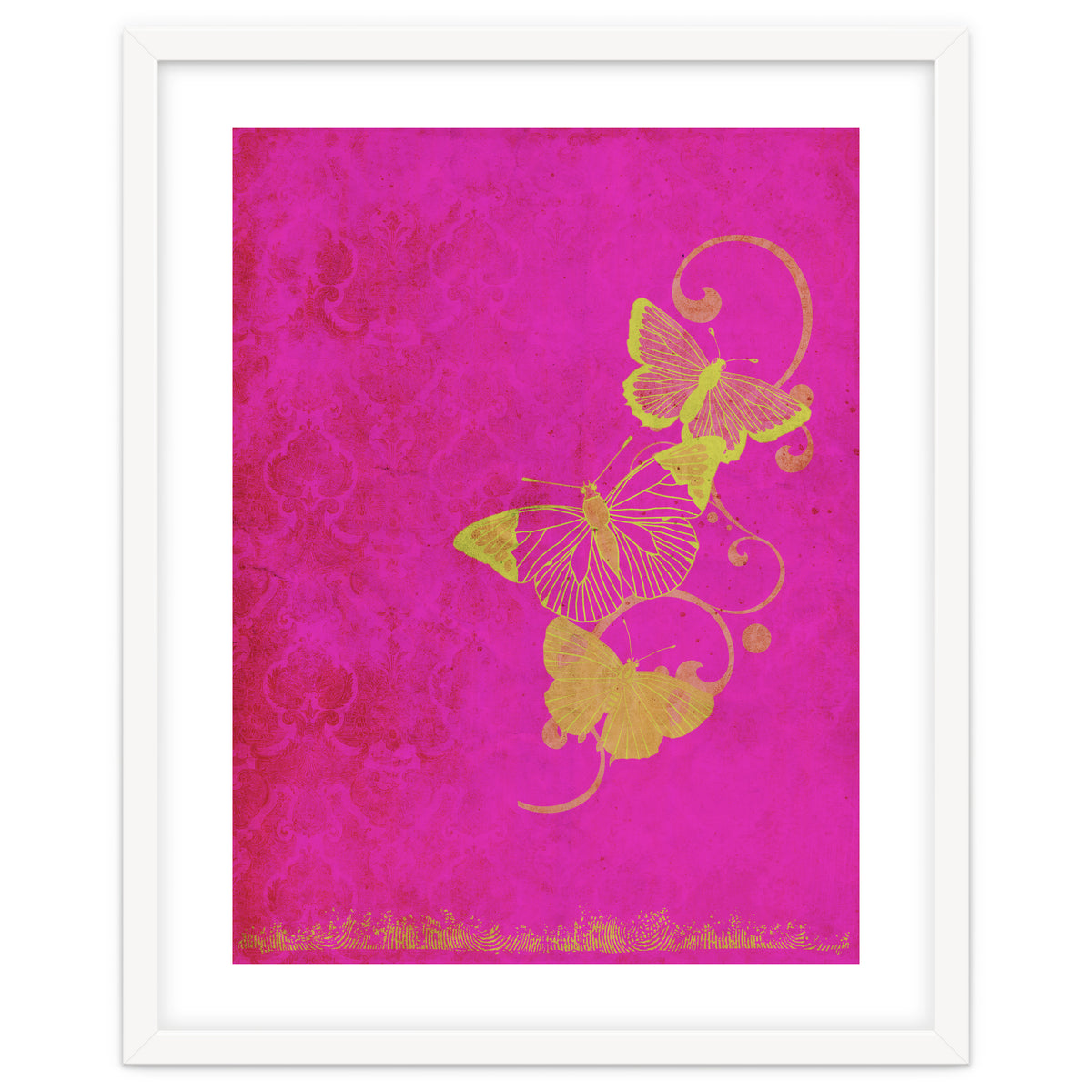 Yellow Butterflies on Pink