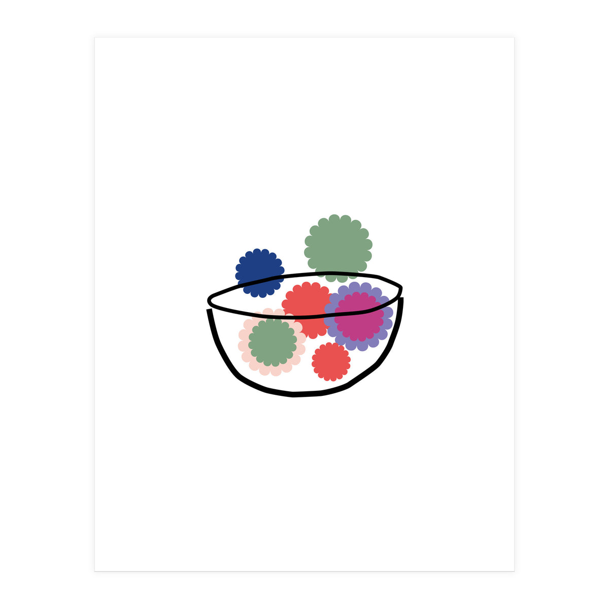 Fruits Or Flowers Rgb White (Print Only)