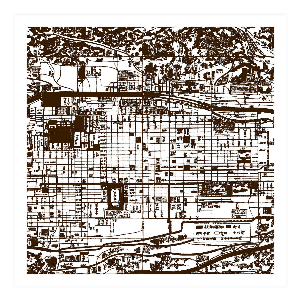 Antique Oriental Town Map  (Print Only)