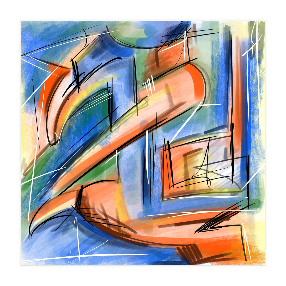 Emersions In Blue And Orange (Print Only)