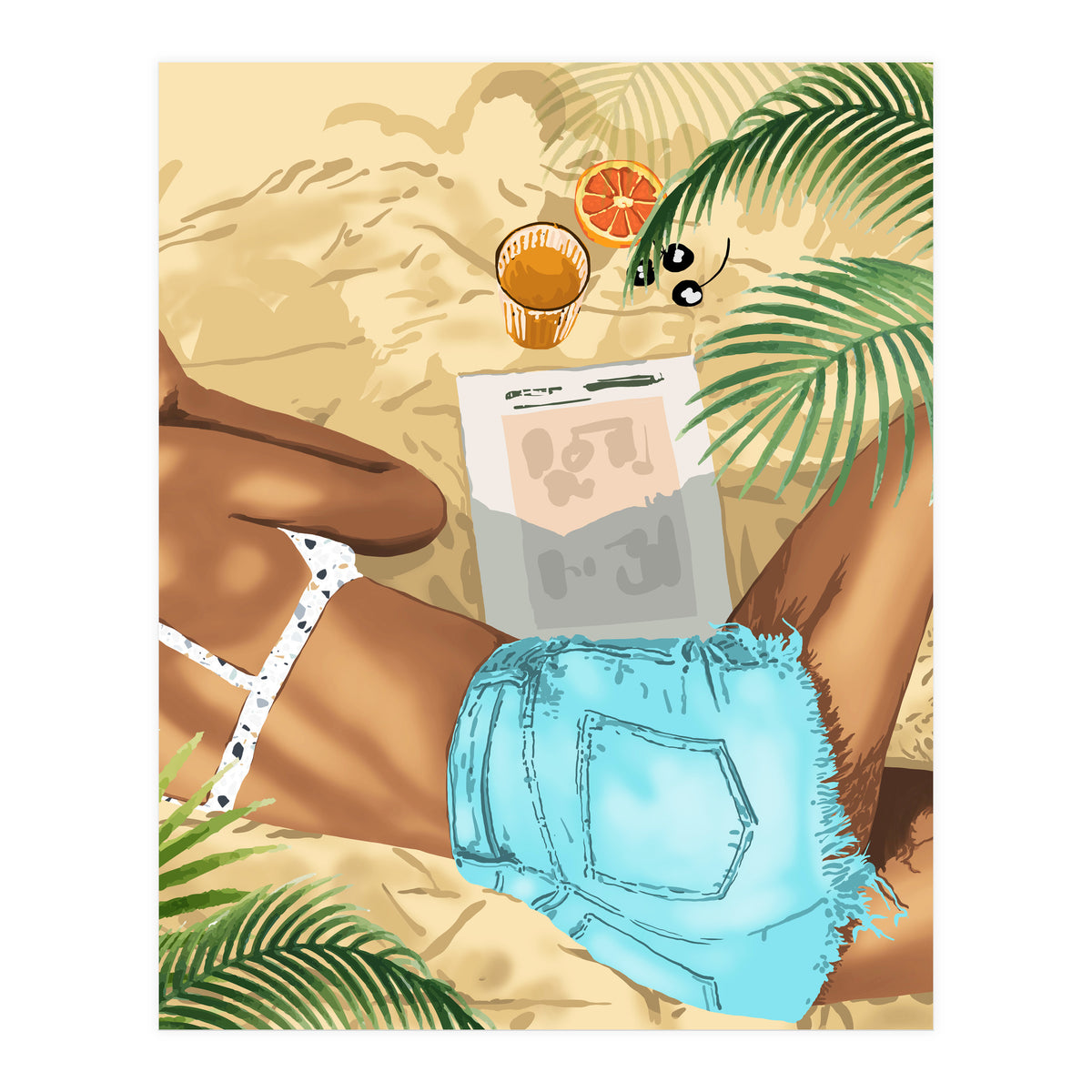 Keep Palm & Carry On Wall Art | Tropical Beach Bikini Fashion Travel Chai (Print Only)
