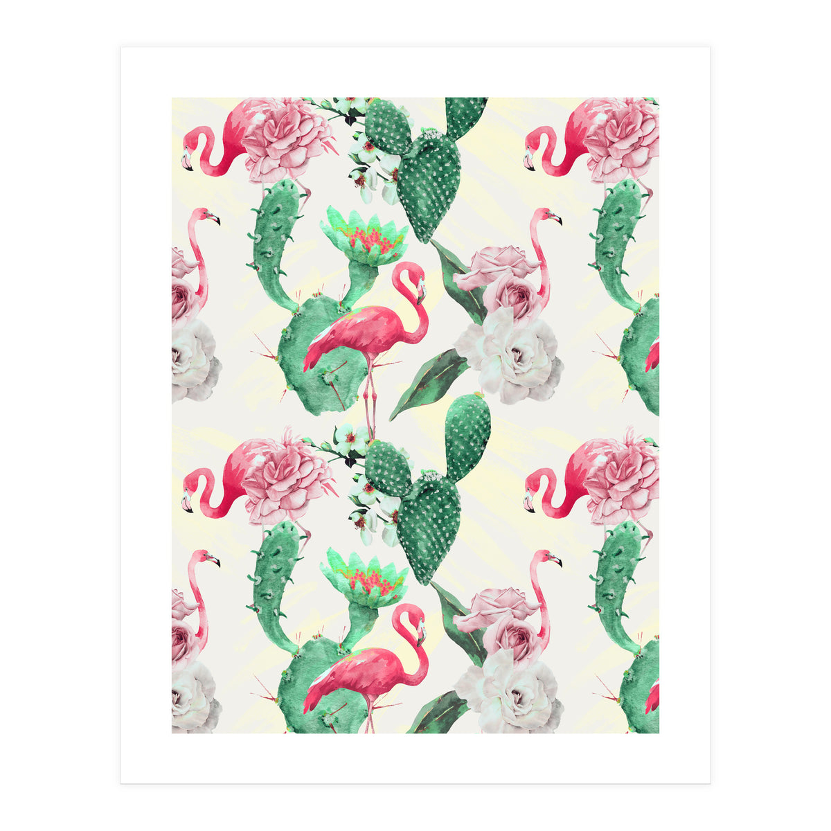 Flamingos, geometric and flowers (Print Only)