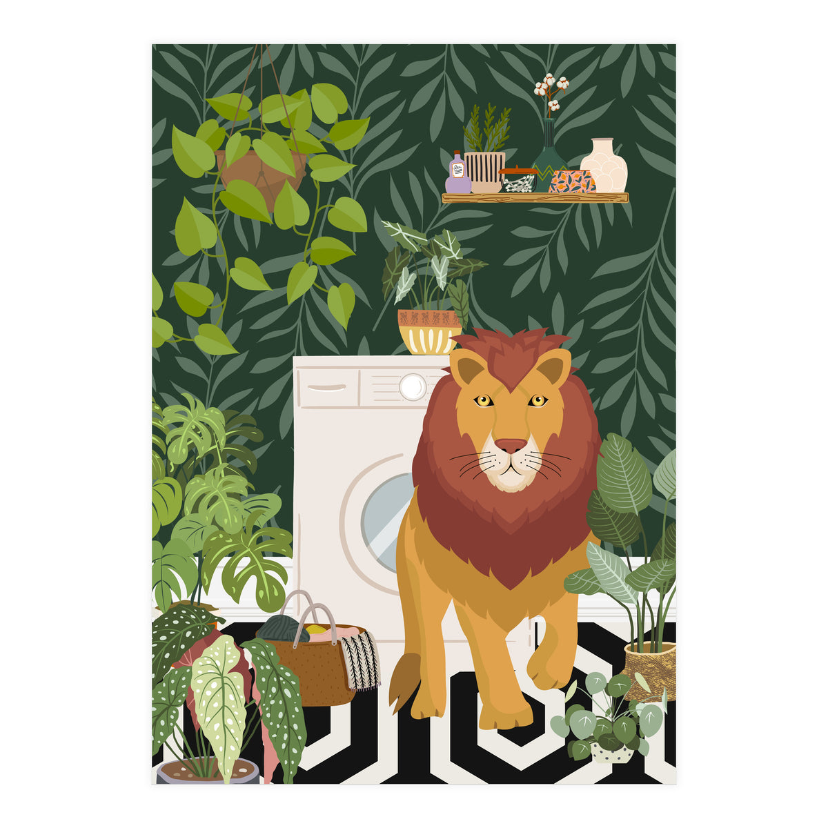 Lion in Laundry Room (Print Only)
