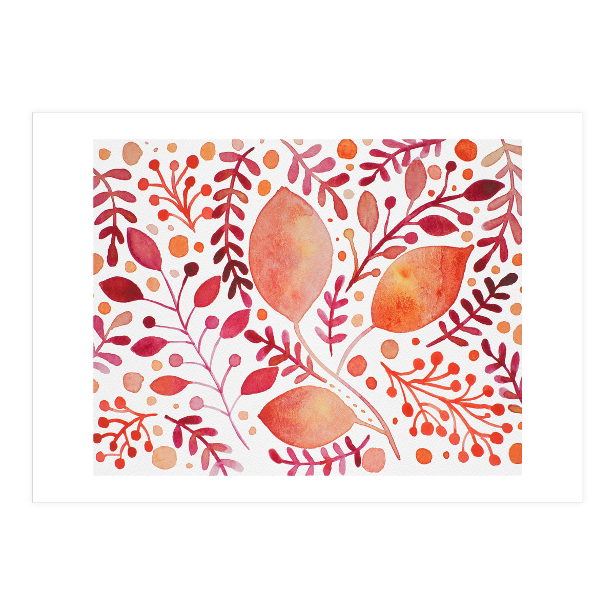 Watercolor branches and leaves - autumn palette (Print Only)