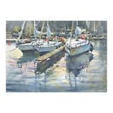 Yachts in the port. Watercolor painting (Print Only) thumbnail