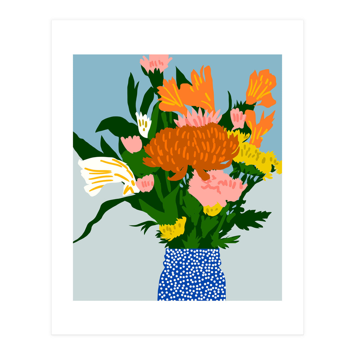 Potted Happiness | Flower Pot Botanical Floral Still Life | Eclectic Plants Modern Bohemian Décor (Print Only)