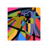 LADIES WEARING YELLOW AND BLUE PATTERNS (Print Only) thumbnail