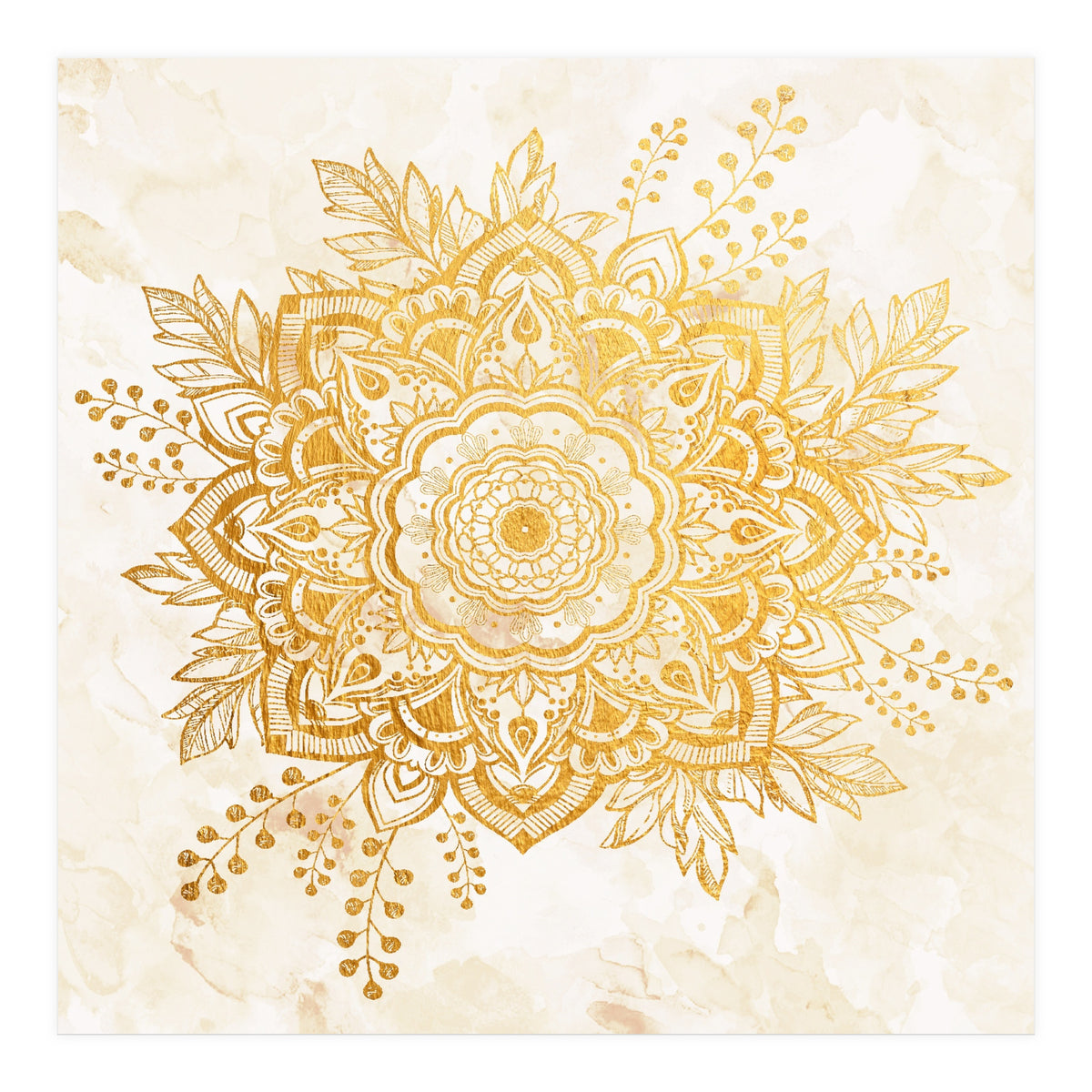 Queen Starring of Mandala-Gold Sunflower II (Print Only)