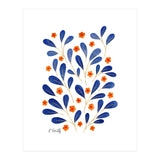 Springtime Floral | Blue and Orange (Print Only) thumbnail