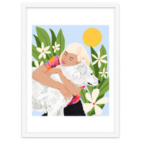 All You Need Is Love & A Dog | Pets Urban Jungle Bohemian Woman Illustration