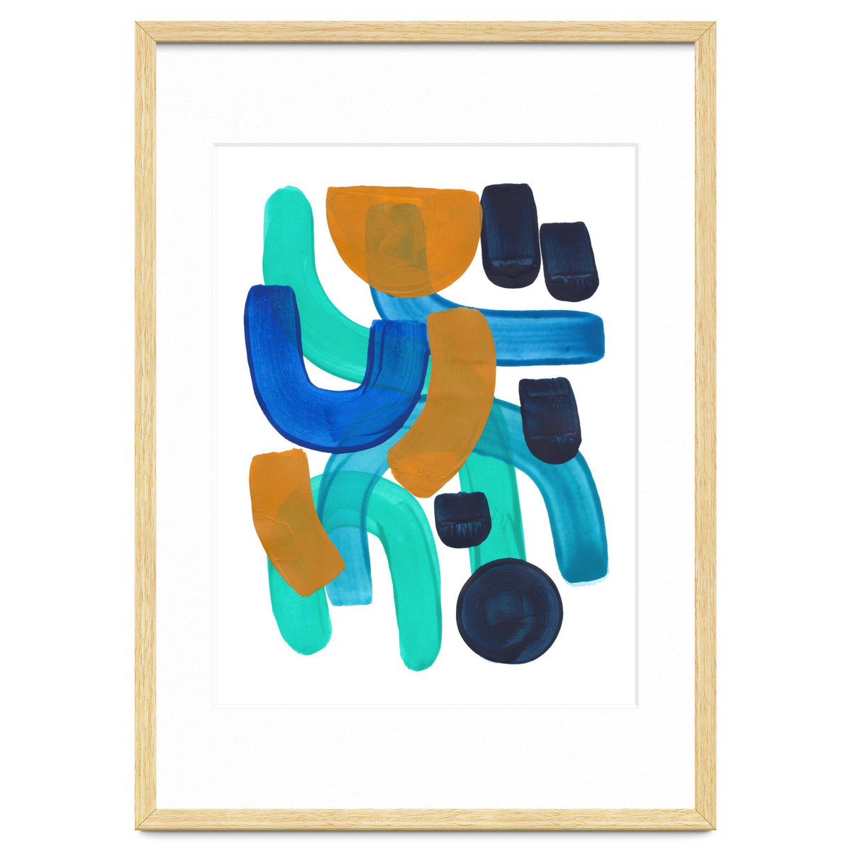 Fun Colorful Blue Turquoise Shape Yellow Accent