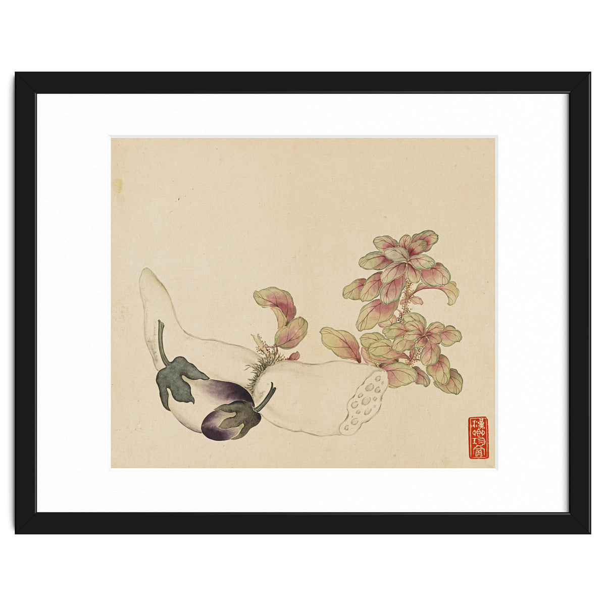 Wang Chengyu ~flowers, Vegetables, Fruits, Eggplant, Lotus Root