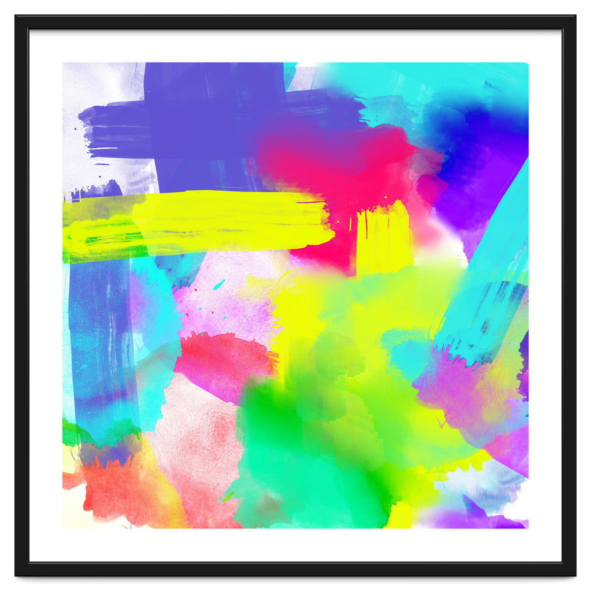 Abstract Stripes Neon Artistic Watercolor Pattern