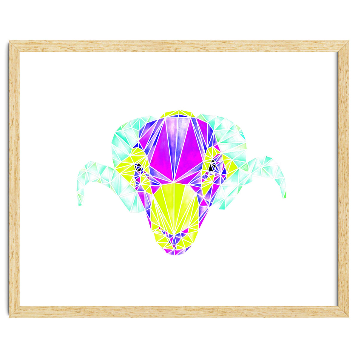 Colourful Geometric Swaledale Sheep Tup with White Lines