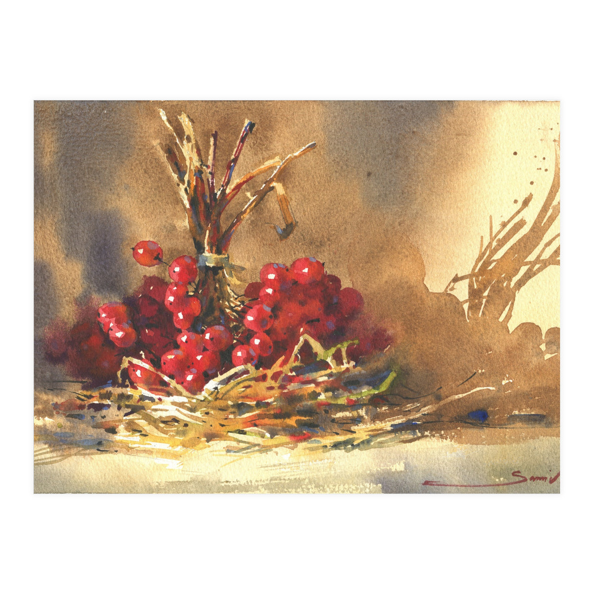 Viburnum watercolor nature (Print Only)