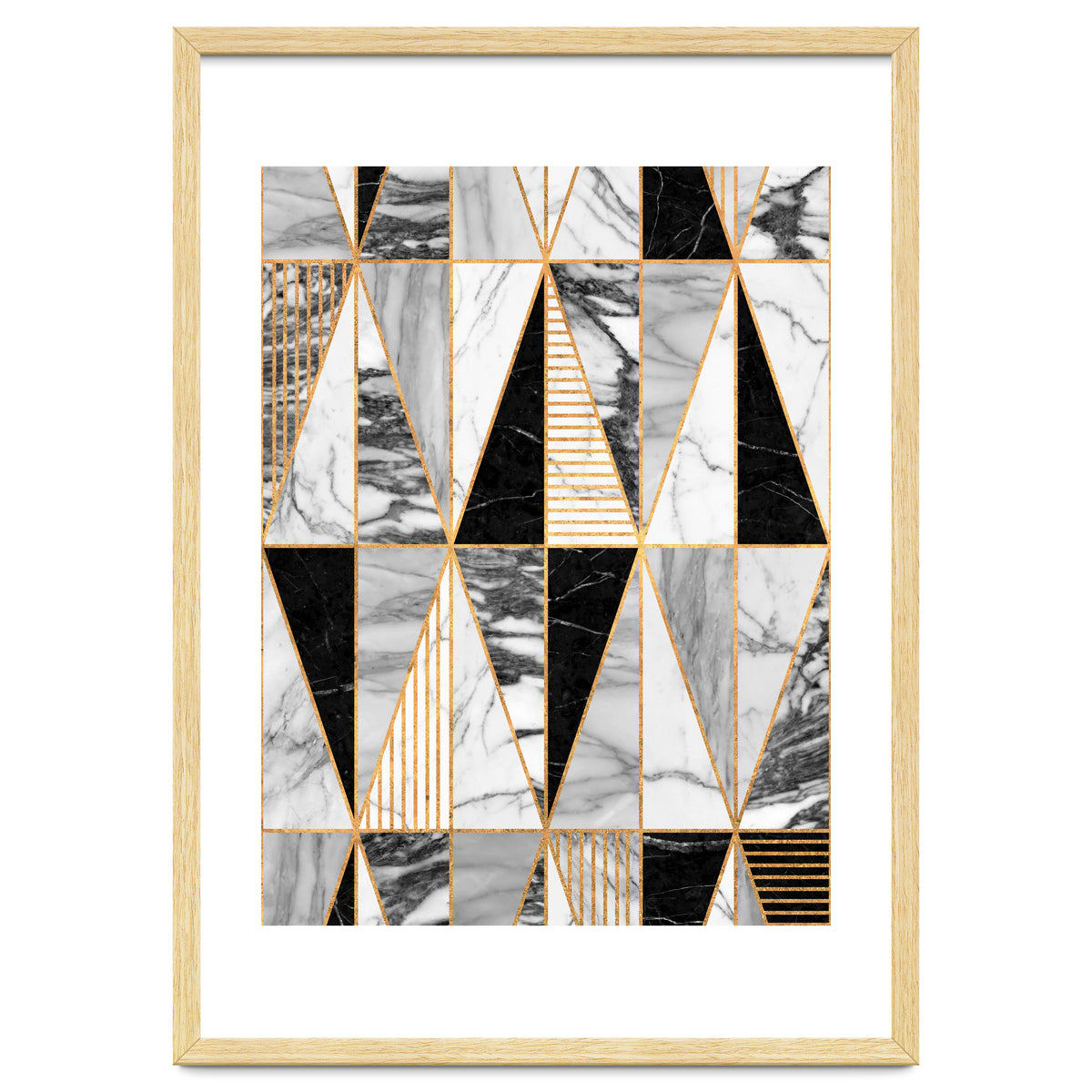 Marble Triangles - Black and White